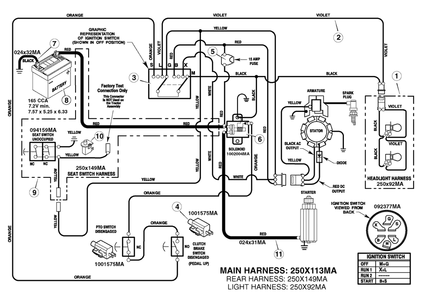 Electrical System Diagram and Parts List for 7800319-385048X151 2008 Briggs and Stratton Lawn Tractor